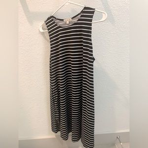 Black & White Striped Sleevless T-Shirt Dress